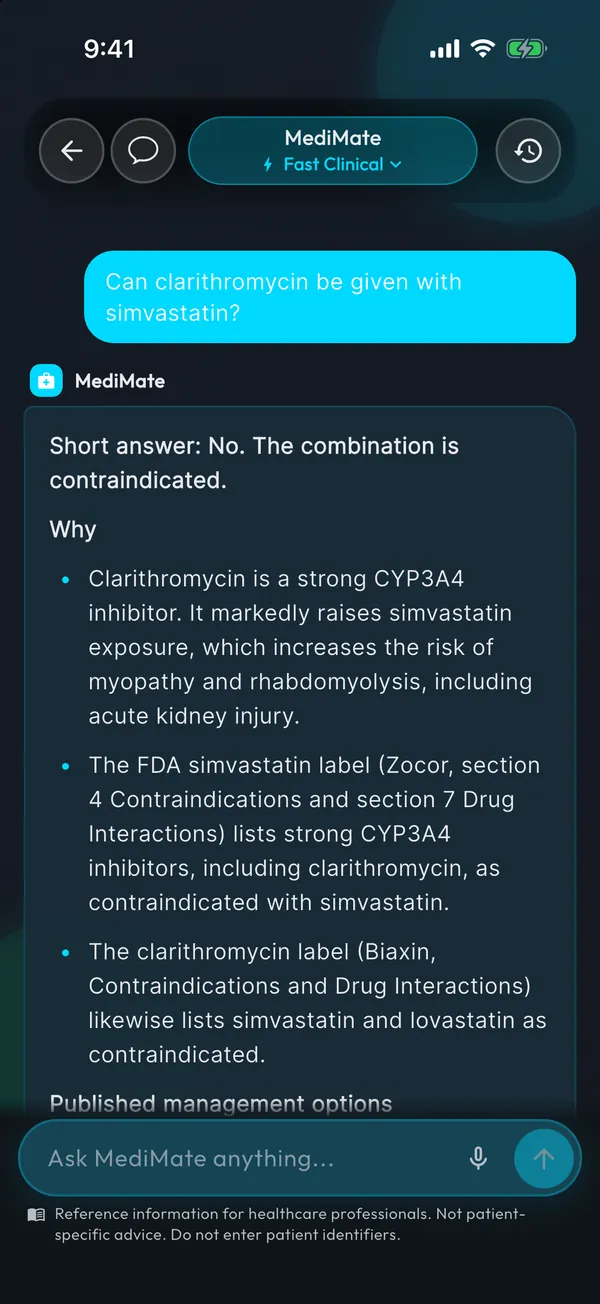 MediMate: Clinical questions, clear answers